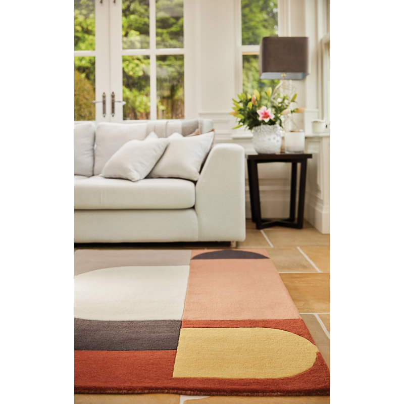 Blyth Brown/Cream/Red Area Rug, Rectangle 120 x 170cm