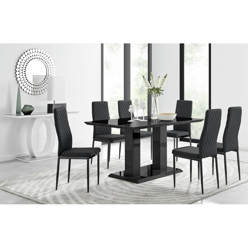Edzard 6 - Person Dining Set, Black/Black