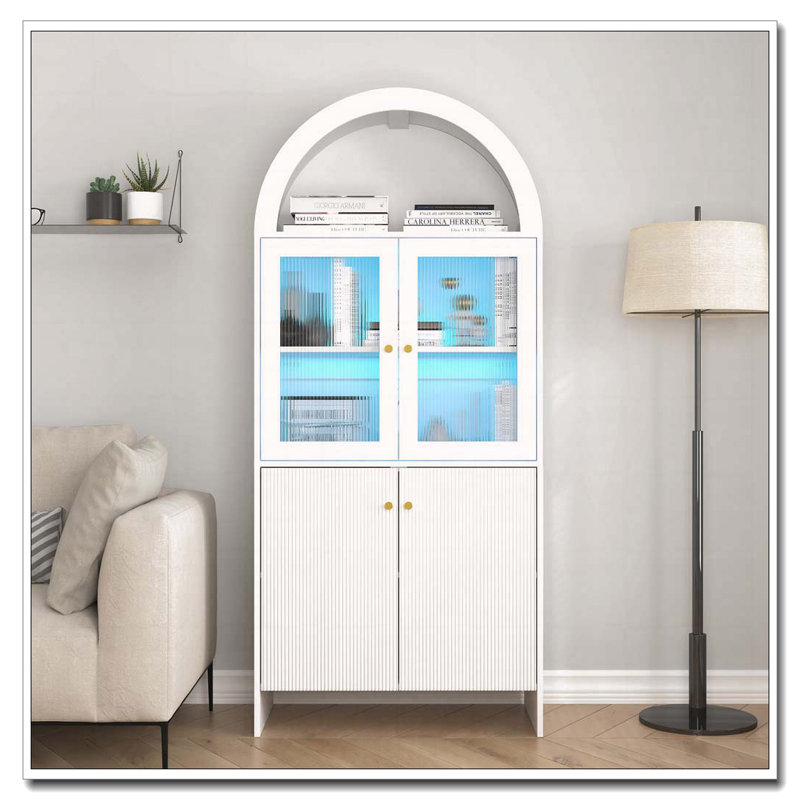 Armoire de rangement Arch avec éclairage DEL, Blanc