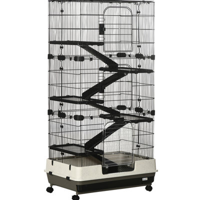 Portable Chinchilla Cage With 6 - Strong Metal Construction Wheels For Mobility Black Color 6 Squirrel Small Animal Enclosure Removable Bottom