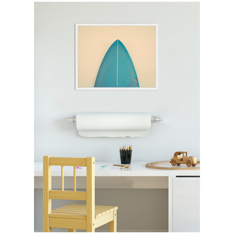 «Abstract Minimalist Coastal Teal Surfboard» par Saint and Sailor Studios, reproduction d'art sur toile encadrée