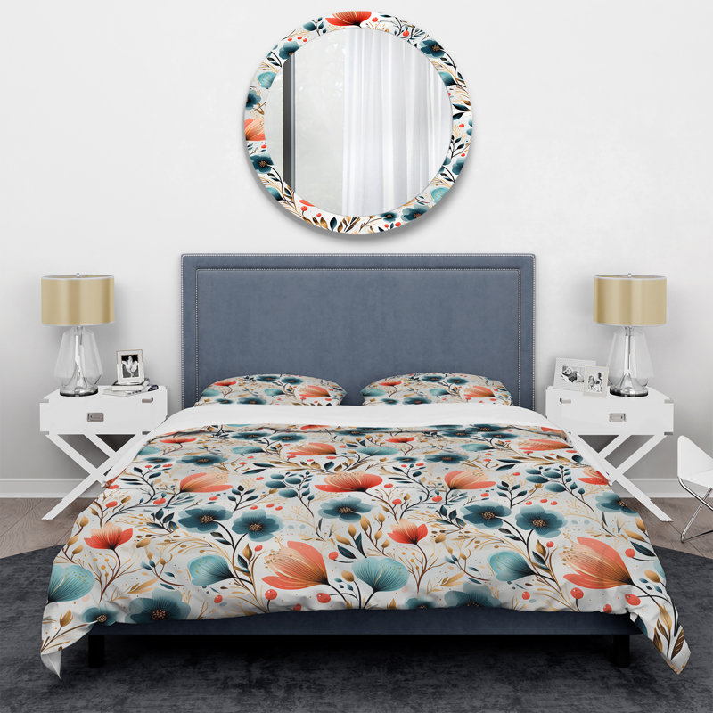 Multicolor Coastal Serene Floral Pattern - Ensemble de housse de couette à motif floral