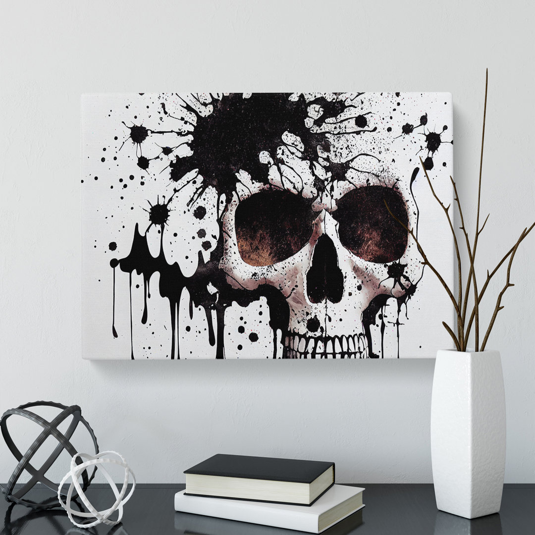 XXX-H1022-WF-7858X Skull Paint Splatter Vol.7 Abstract - Wrapped Canvas Print