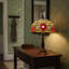 Lampe de table de style Tiffany Hantek, lampe florale rétro en verre coloré de 11,8 po avec base en métal, lampe de chevet E26 pour le salon de la chambre à coucher