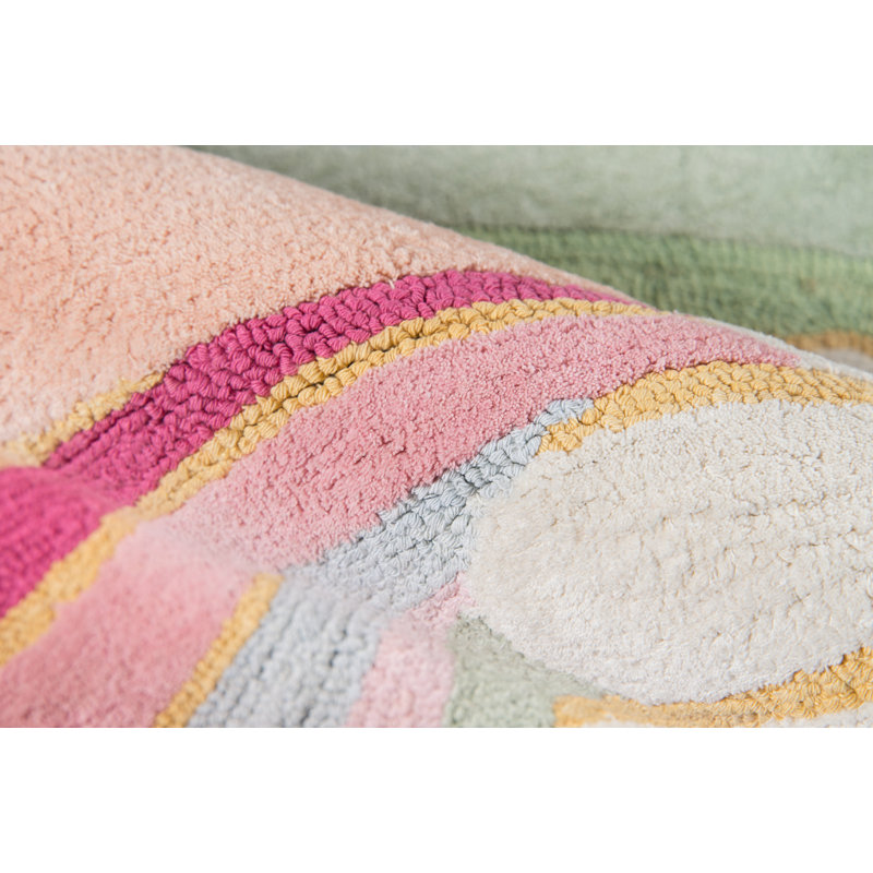 Tapis rose en coton crocheté à la main, Rectangle 2 pi x 3 pi