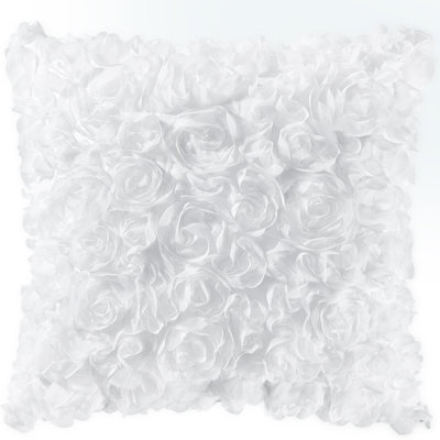 3D Chiffon Rose Pattern Microsuede Pillow Cover