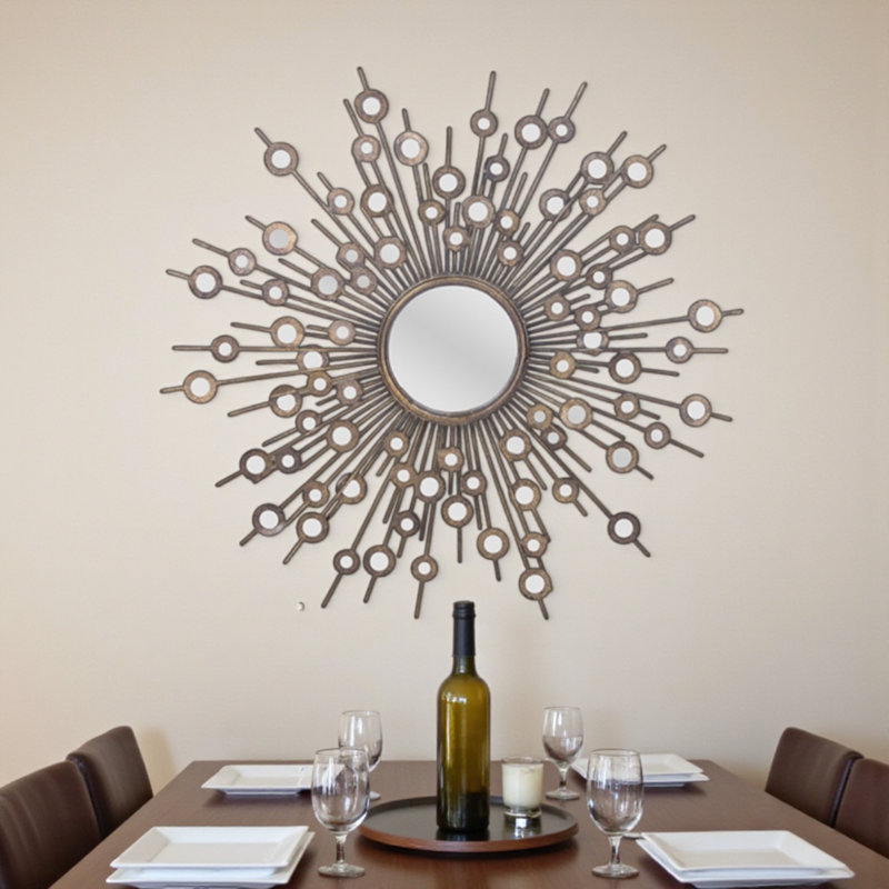 Petit miroir mural plat en métal Barnham, H 35,85 po x l 35,85 po x P 1,35 po