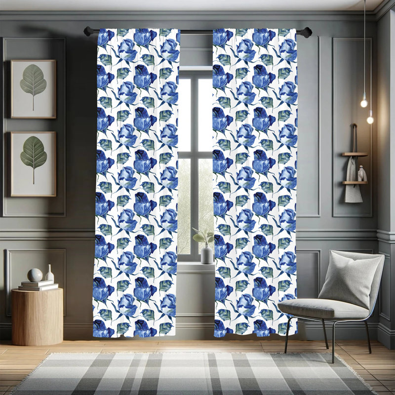 Floral Semi-Sheer Rod Pocket Sliding Panel, 28" x 95"