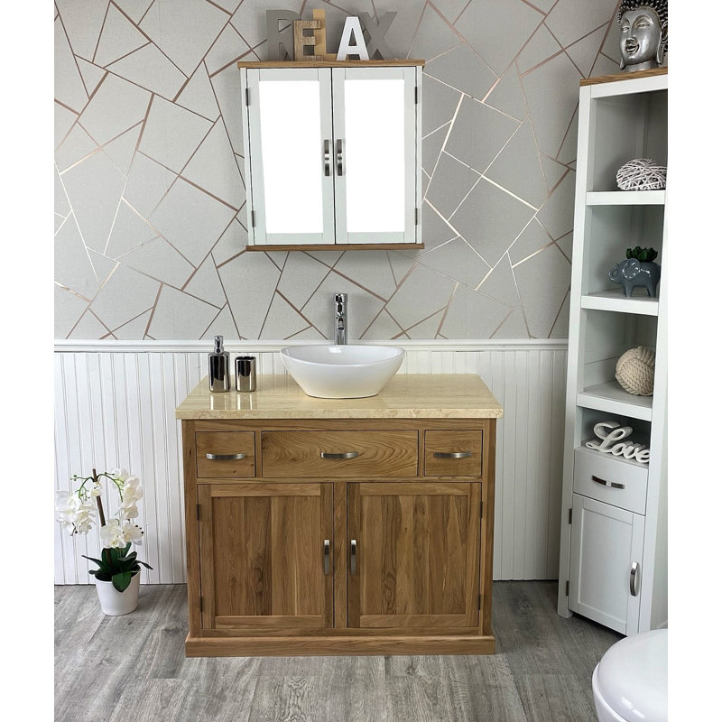 Ambe 410mm Single Bathroom Vanity with Vessel Ceramic Basin, Oak