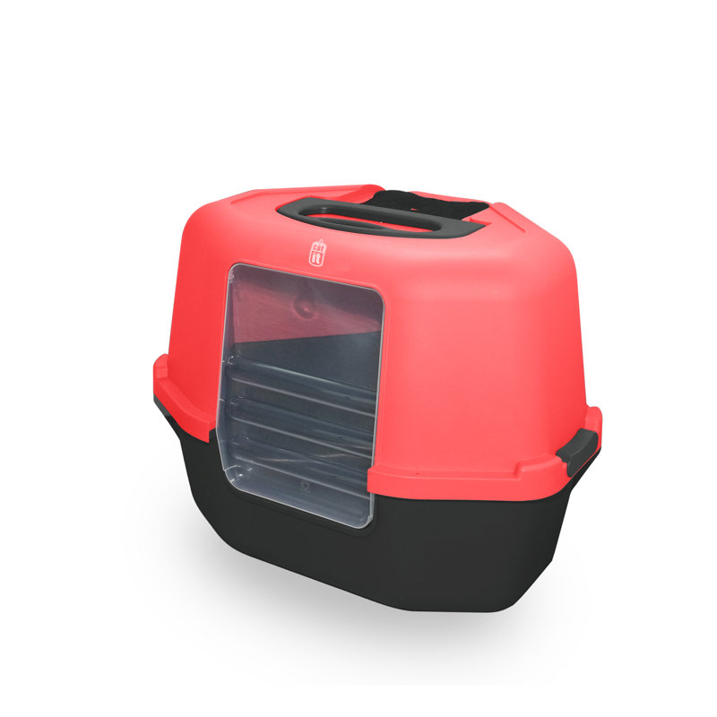 Bac à litière standard en plastique, Gris charbon / Rouge