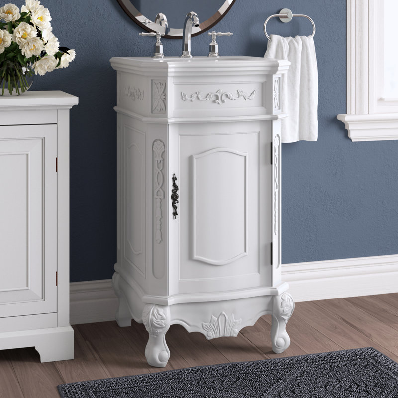 Lunette 19'' Single Bathroom Vanity with Top, Antique White, Ivory White