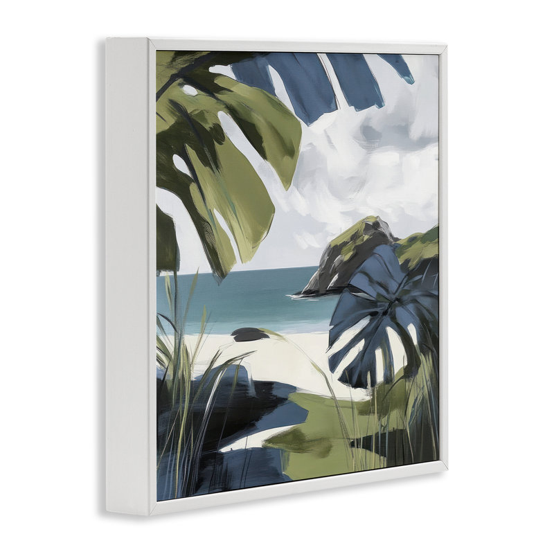 Estampe tropicale tropicale, giclée par Elara Yasna, H 12 po x l 12 po, Estampe numérique encadrée blanc bord de mer