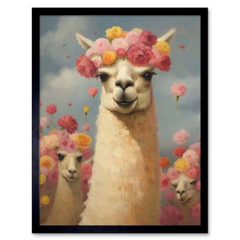 The Llama Wedding Rose Bloom Flower Headdress 1 Piece Single Picture Frame Wall Art