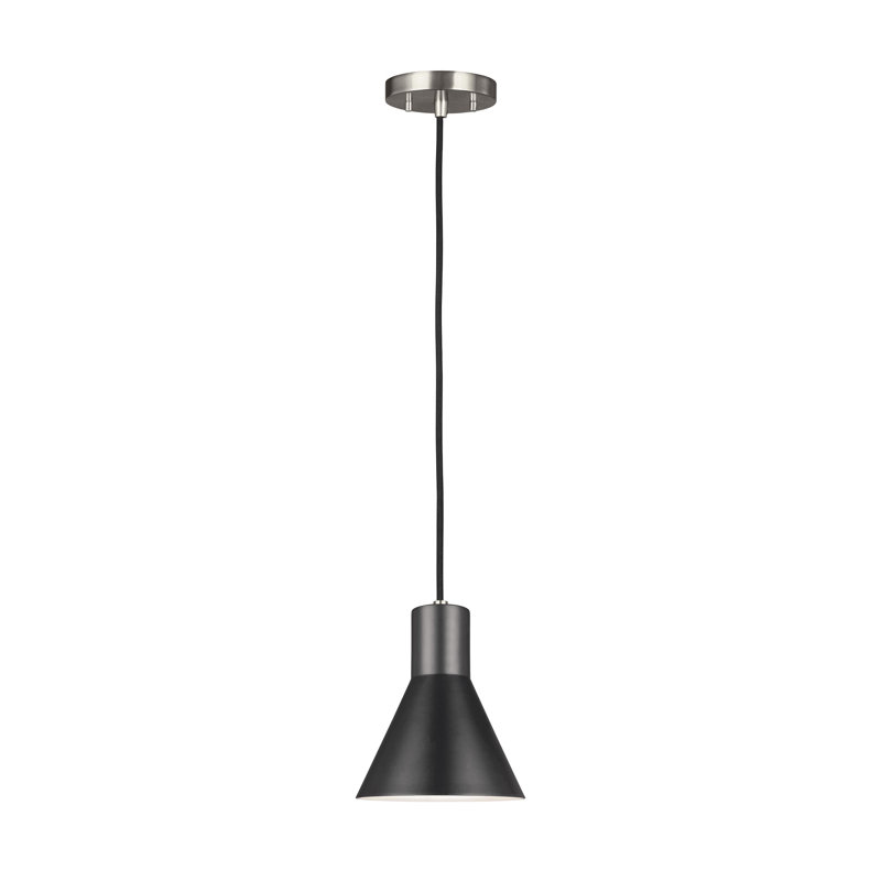 Byers 1-Light Dimmable Cone Pendant, Brushed Nickel, No