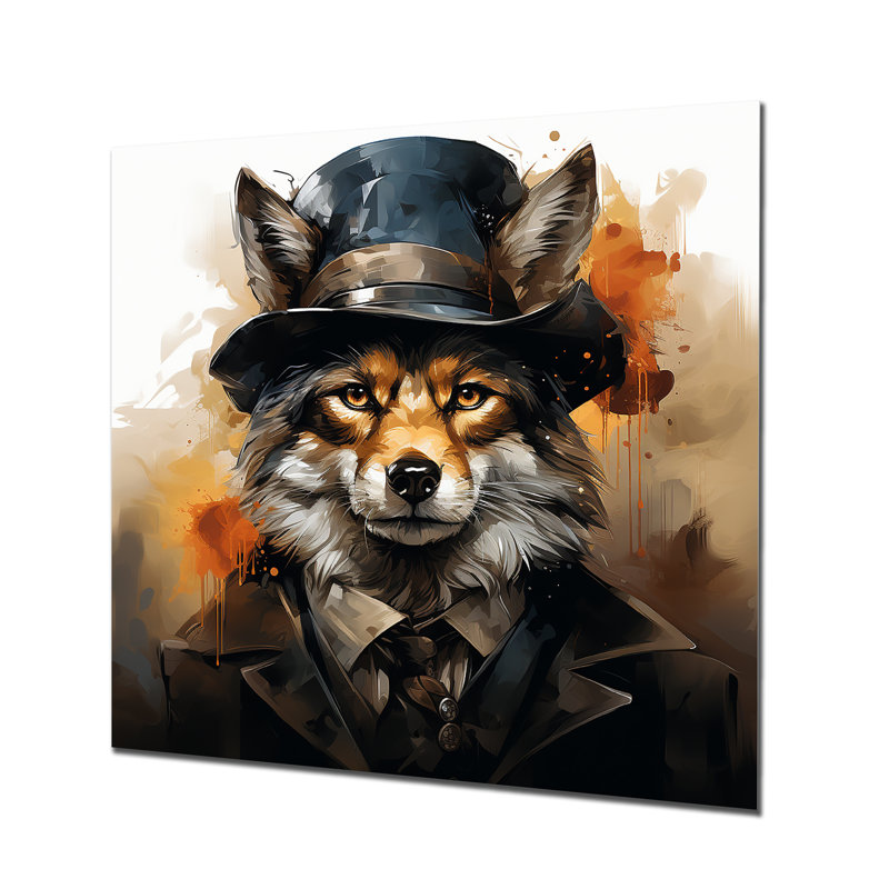 Art mural en métal noir loup mystérieux III - loup animal, H 29 po x l 29 po x P 1,5 po