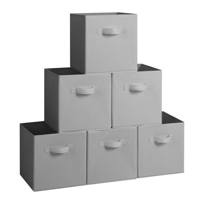 6 Pack Fabric Storage Cube, Gray, 11'' H X 11'' W X 11'' D