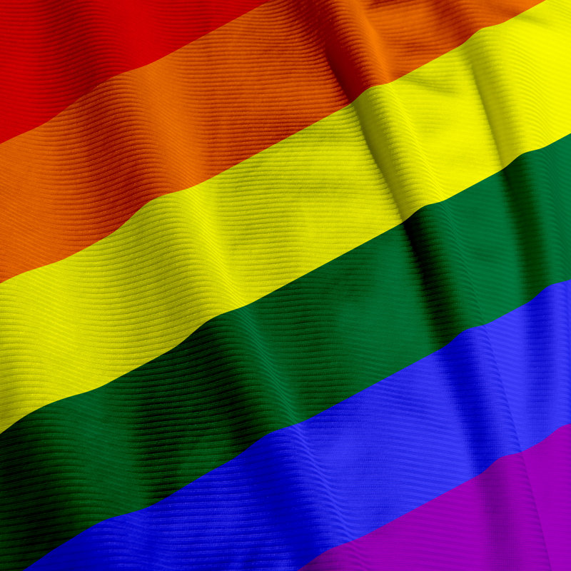 Rainbow Flag Closeup - Wrapped Canvas Print, 51cm H x 51cm W x 3.8cm D
