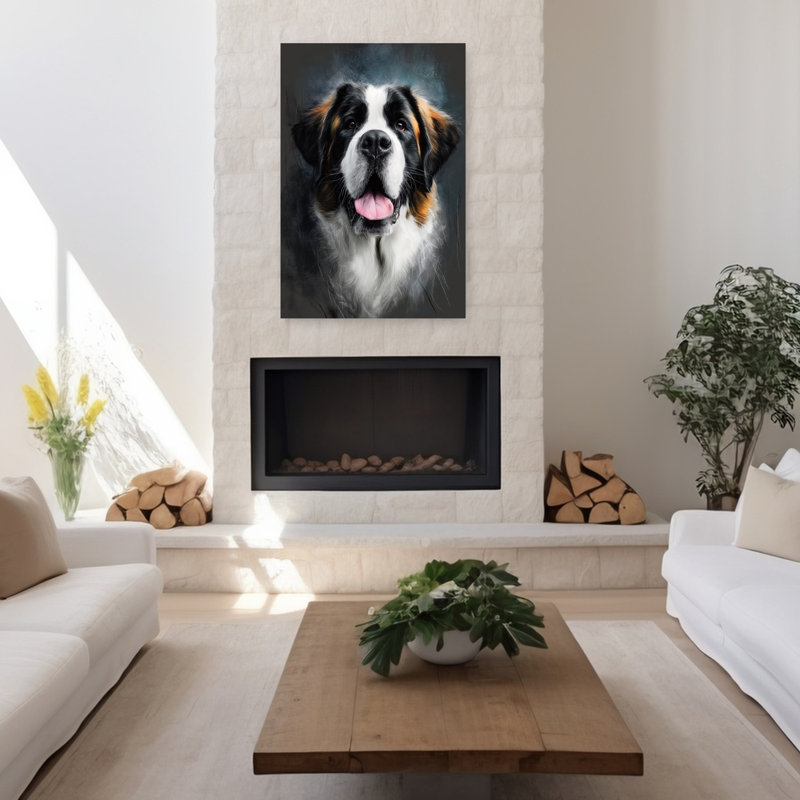 Saint Bernard Dog, art mural contemporain, H 48 po x l 32 po