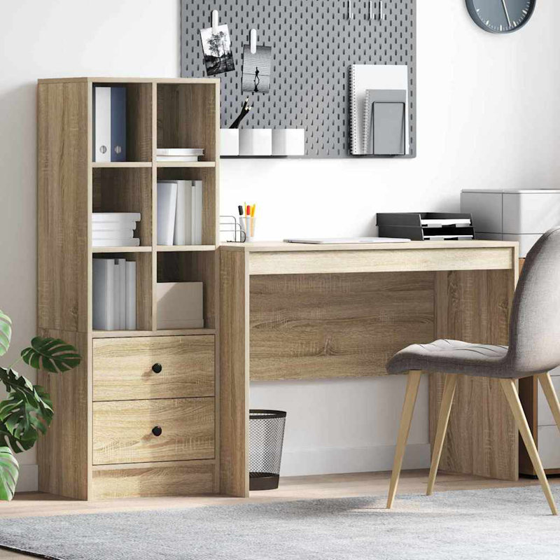 Desk With Storage With Shelf 2 Pcs 100 X 50 X 76 Cm, Sonoma Oak