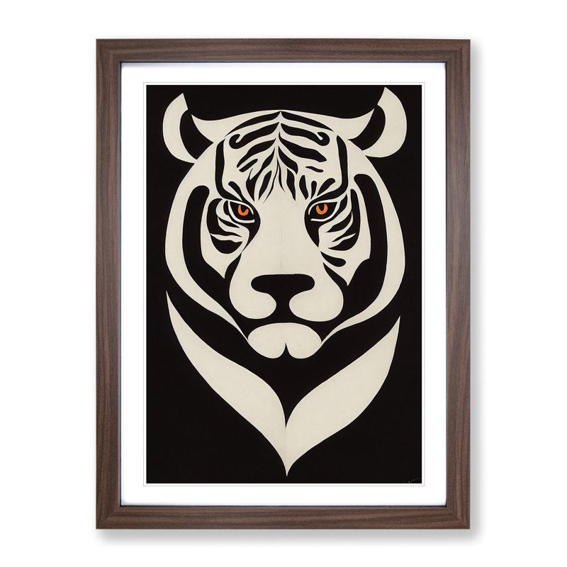 Tiger - Framed Print, 46cm H x 34cm W x 2cm D, Walnut