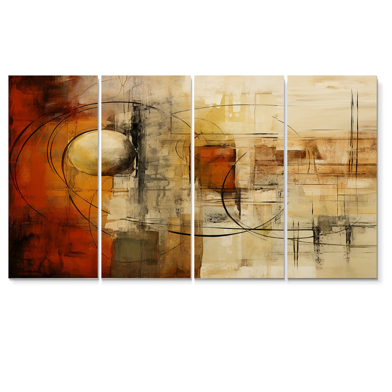 Ensemble d'explorations murales géométriques subtiles Chaos - 4 pièces Grunge Explorations, 32" H x 64" W