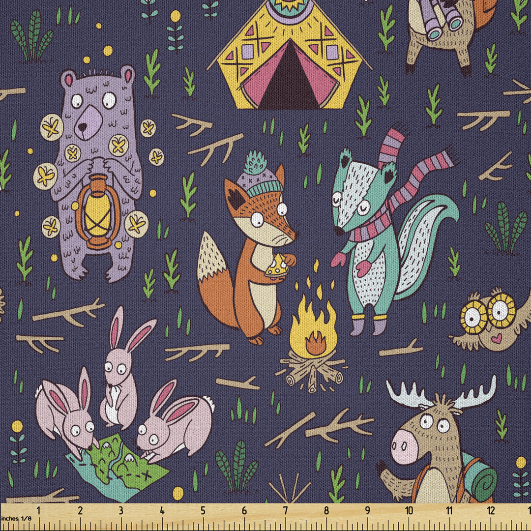 Dazhane Camping Concept of Wild Forest Animals Animals Moose Fox Deer and Bear Multi-Purpose Fabric