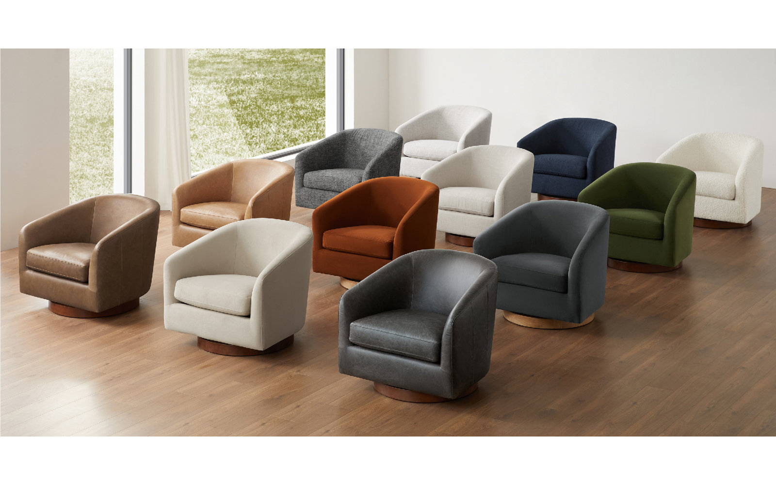 Bennett Vegan Leather Swivel Barrel Chair, Charming Black Vegan Leather