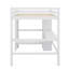 Lit double surélevé en bois pleine grandeur avec espace de travail sous le lit et tablettes multifonctionnelles-1954447422