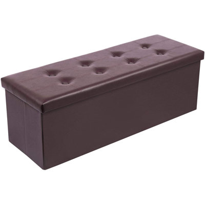 Repose-pieds rectangulaire en similicuir touffeté avec rangement Falan