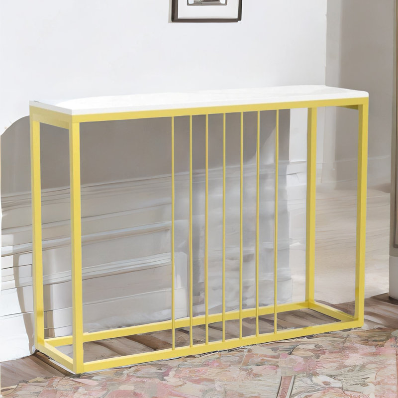 Marble Console Table Hallway Entryway Furniture, White/Gold