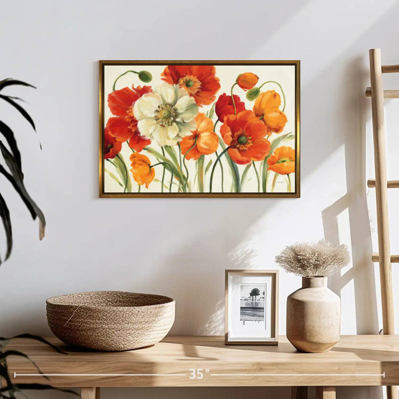 Mélodie des coquelicots, 19 po x 13 po, Cadre flottant doré