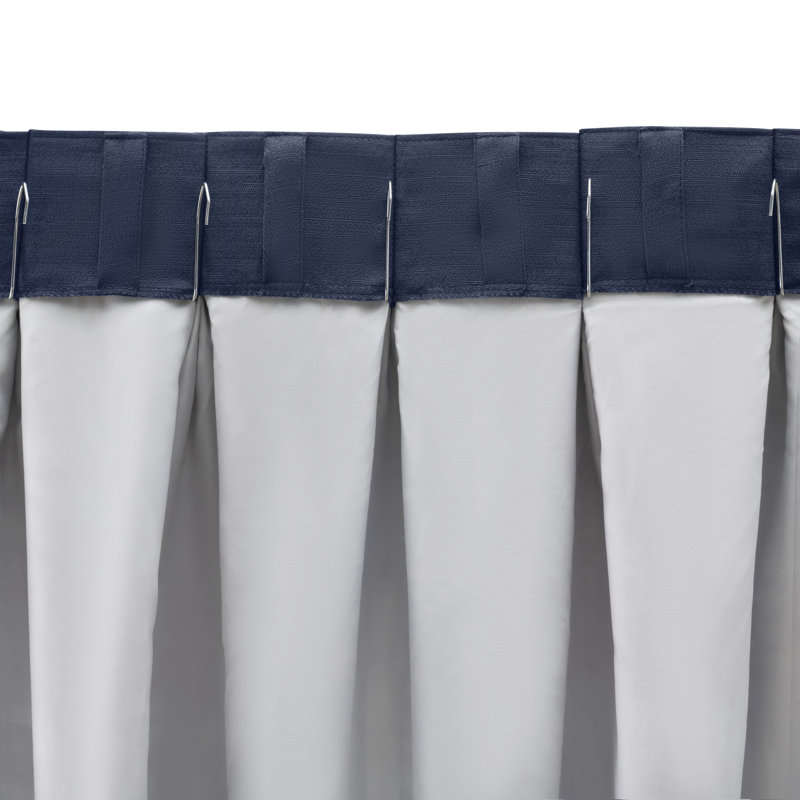 Switi Premium Pinch Pleat Pair Room Darkening Curtains w/ Back Tabs, Navy, 25" W x 84" L