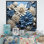 «Graceful Mums» en noir et bleu pâle, reproduction d'art sur toile