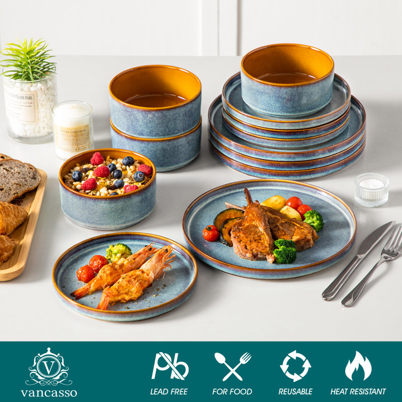 Piece Stoneware Dinnerware Set - Service for 4, Mix-color