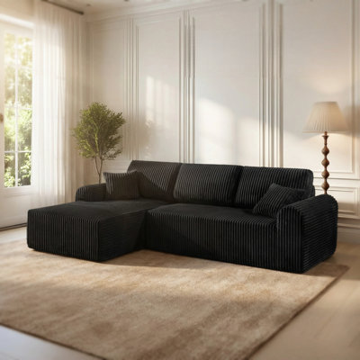 109“ L-Shaped Sectional Cloud Sofa Free Combination Soft Corduroy Fabric 109 x 69 Inches No Assembly Required 1400 lbs Capacity For Living Room.