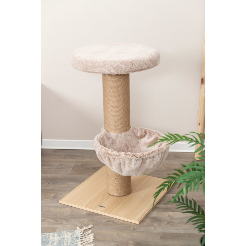 Beige Sisal and Plush 33" Cat Tree with Hammock