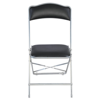 Seated In Style Fritz Style Folding Chair With Vinyl Padded Seats, Silver,  Elegant Comfortable Seating Black