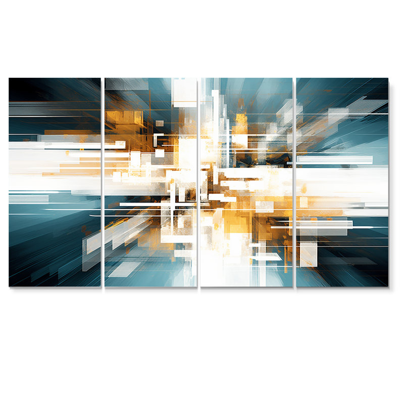 Ensemble de 4 impressions sur portail portail futur - Collages abstraits, H 32 po x l 64 po