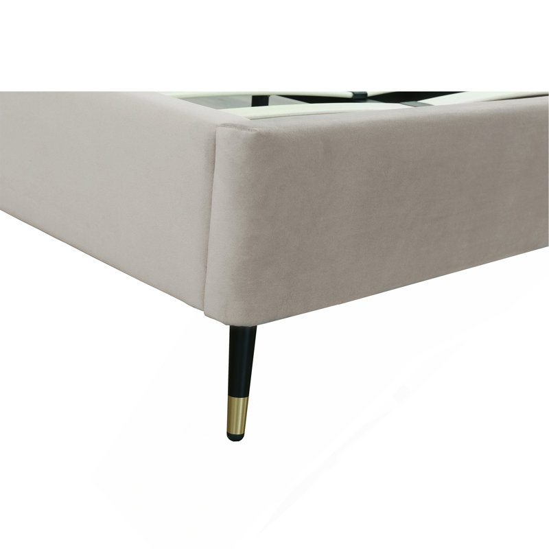Lit double en velours Crosby, Lit double, Grège