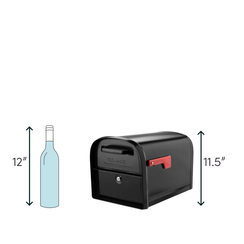 Large Black Steel Post Mount Locking Mailbox
