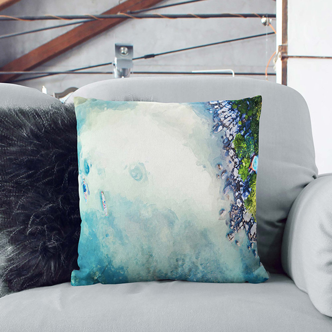 Birds Eye View of Boats in Abstract Cushion with Filling