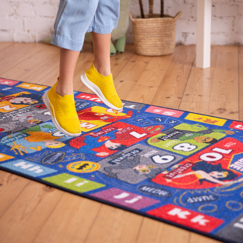 Justice League Kids Hopscotch Educational Rug, 2'7" x 6'0"