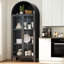 73.6" Arched Metal Storage Display Cabinet with Adjustable Shelves and Glass Doors-1097612521
