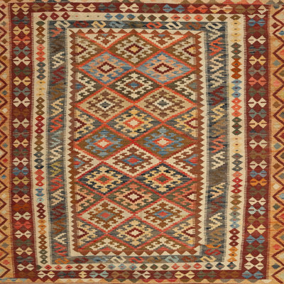 Tapis brun/gris/rouge contemporain