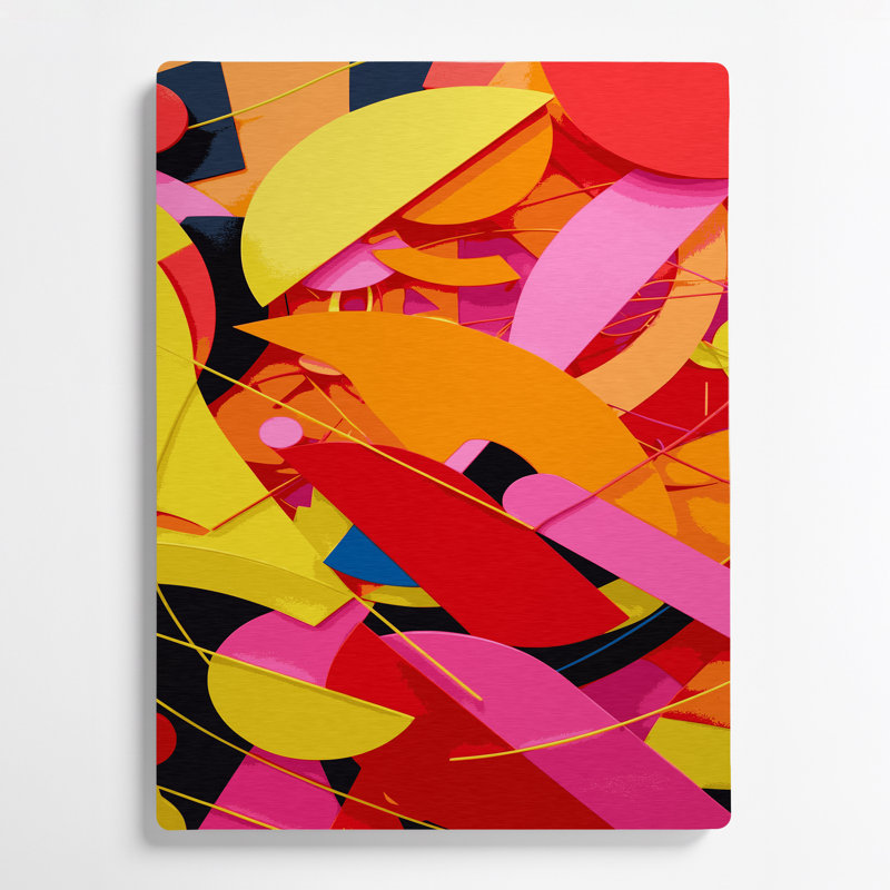 Abstrait formes 72, art mural en métal rose, H 18 po x l 12 po