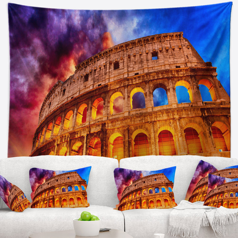 Tapis de rome italie colisée monumental, H 32 po x l 39 po