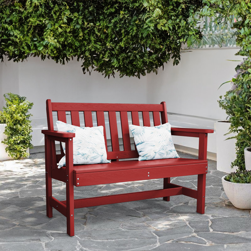 Genivieve HDPE Outdoor Bench, Dark Red