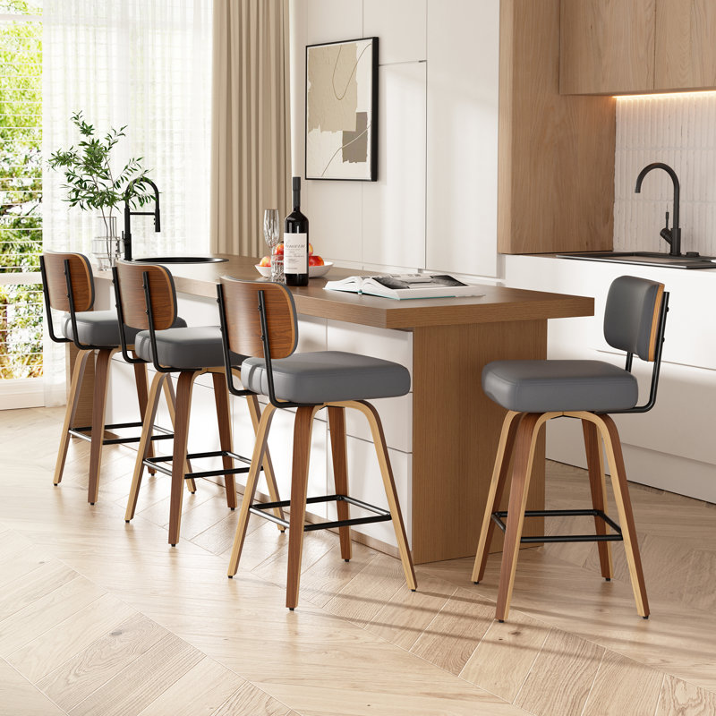 Tabouret pivotant rembourré à hauteur de bar, 4, Gris foncé