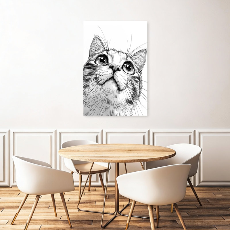 «Curious Cat Looking Contemporary», art mural, H 48 po x l 32 po
