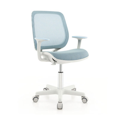 Chaise d'ordinateur ergonomique respirante rembourrée et confortable en filet avec hauteur ajustable et base de support stable pour la chambre des enfants